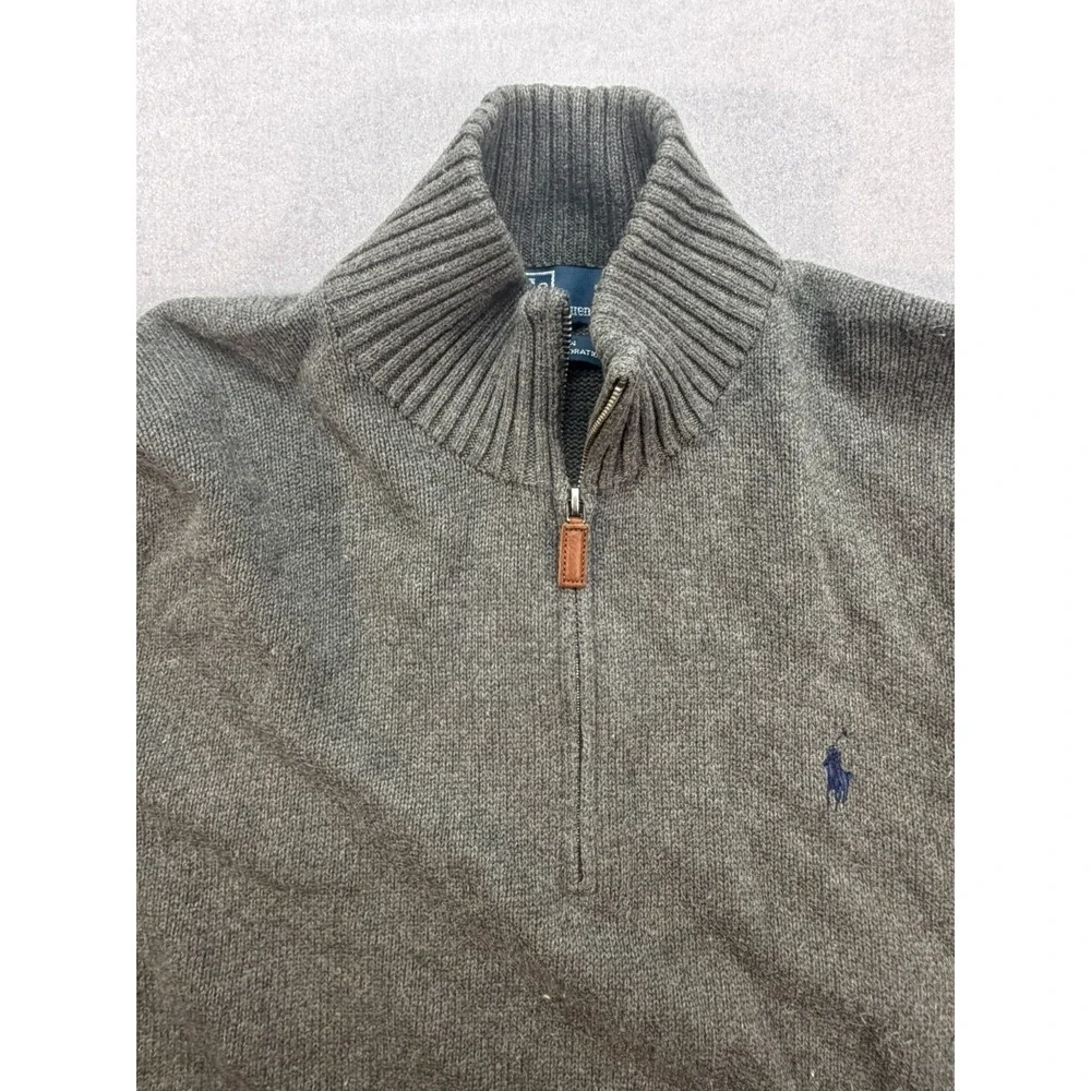 Polo Ralph‎ Lauren Zip Up Sweater Quarter Zip Small Pony XL Brown